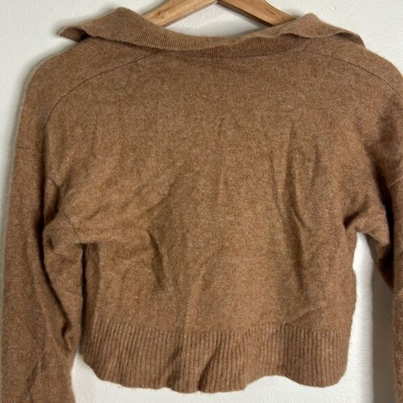 REFORMATION Brown Cashmere Polo Cropped Sweater size XS cozy soft prep - Picture 10 of 11